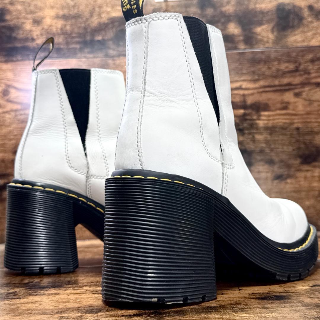 ☆即発 Dr.Martens ホワイトレザー チェルシーブーツ 厚底 サイドゴア