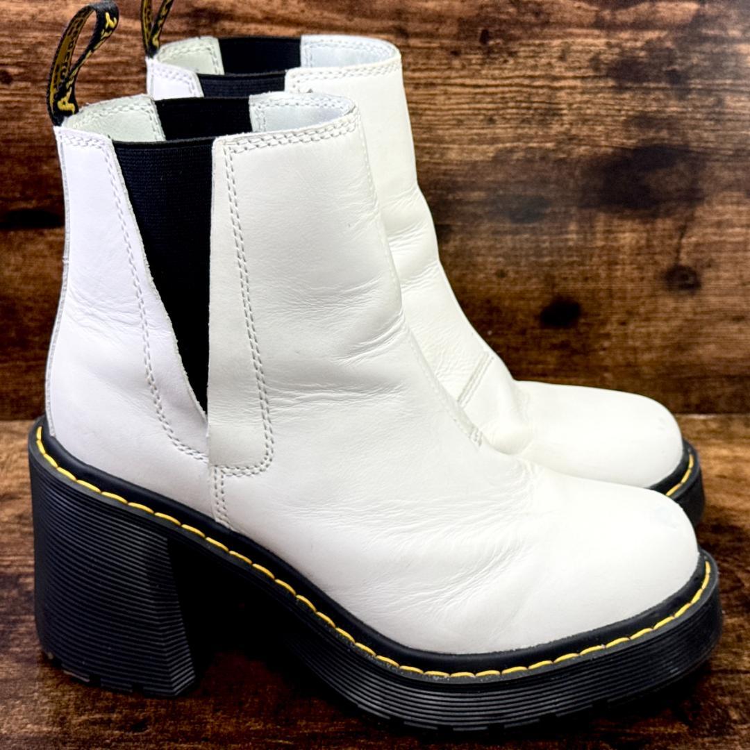 ☆即発 Dr.Martens ホワイトレザー チェルシーブーツ 厚底 サイドゴア