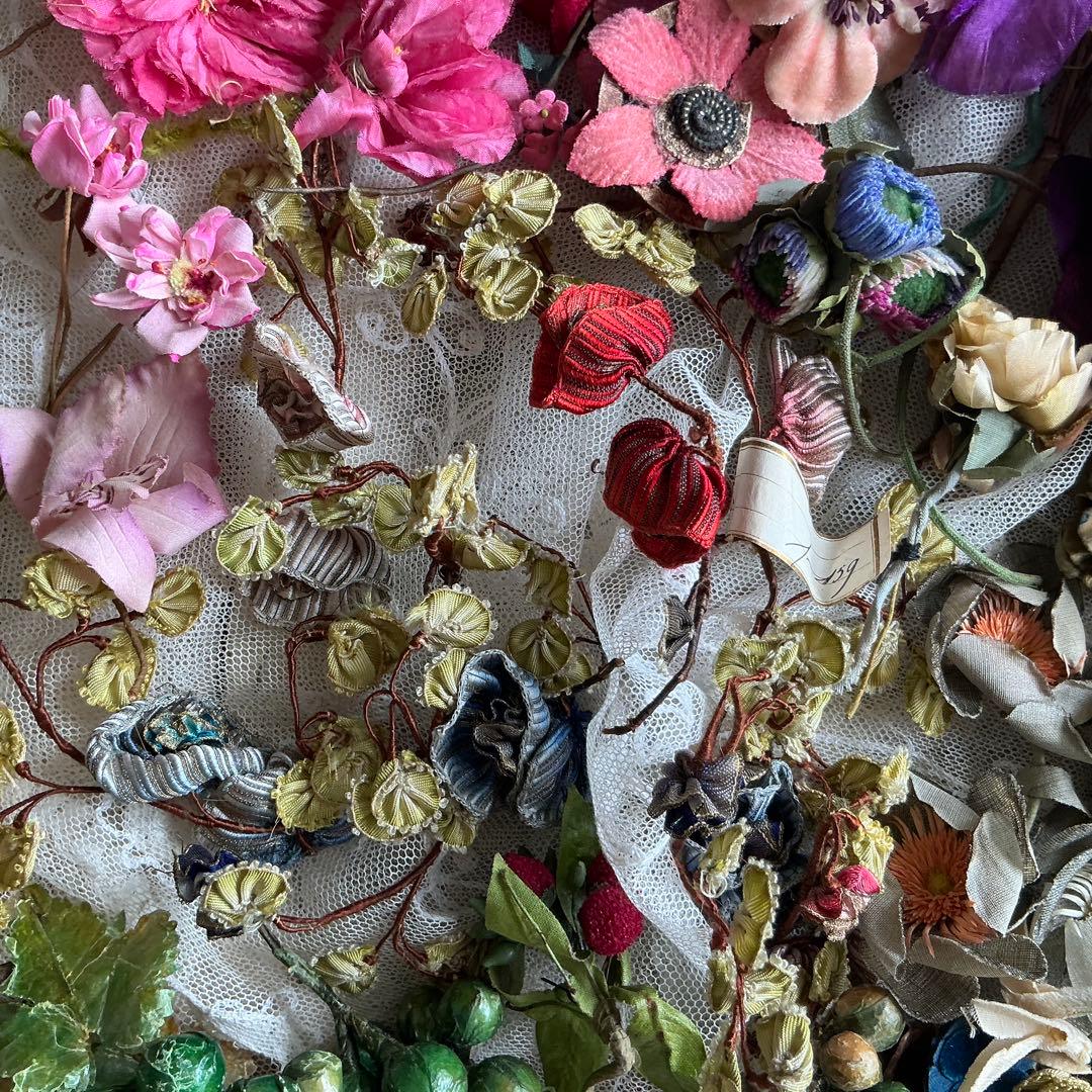 ２：フランスアンティーク　枯れた布花　パーツ　ブロカント　ハンドメイド素材