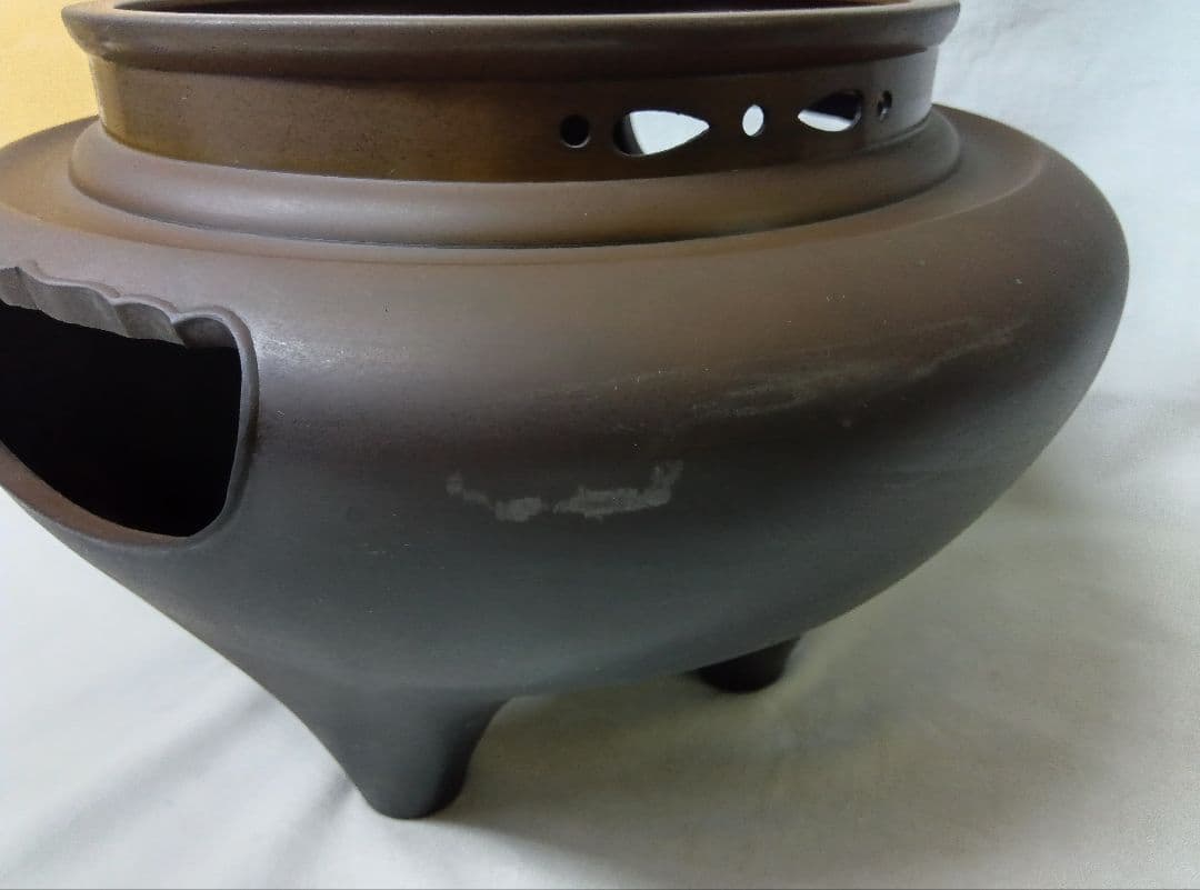 茶道具　唐銅朝鮮風炉　茶釜セット　レトロ　和室　伝統文化　真形釜　鉄瓶