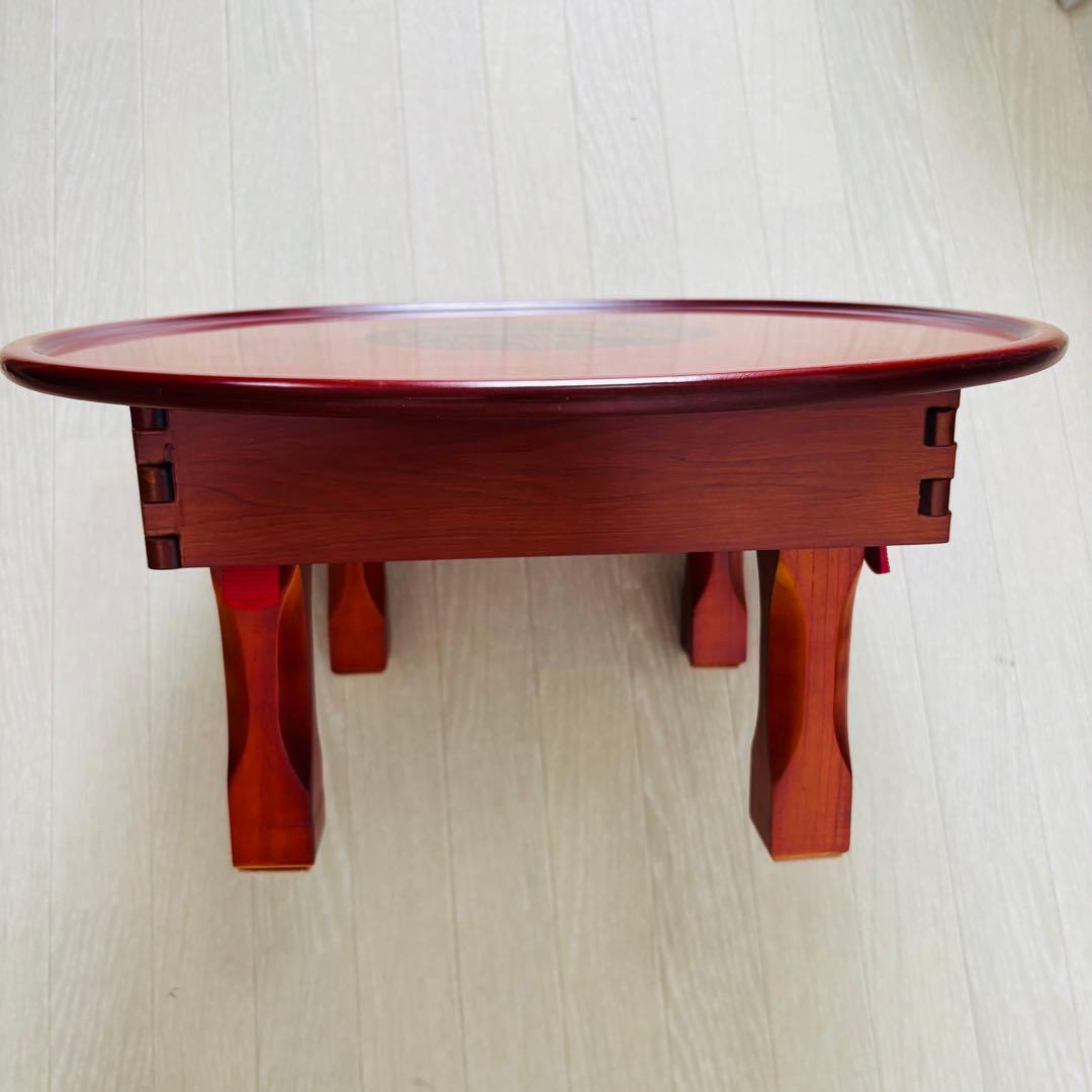 韓国漆塗り 丸角座卓 ちゃぶ台 折れ脚 折り畳み 丸角お膳