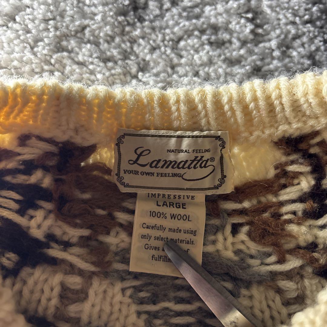 ヴィンテージ　ニット　セーター　ウール100% 3Dニット　総柄　ユニセックス