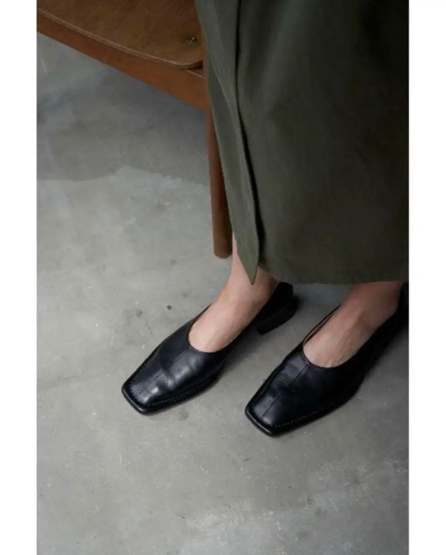 靴 CLANE / OUTSTITCH SQUARE FLAT SHOES