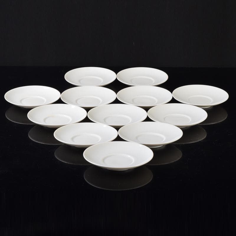 和食器　京焼　御室焼　北村和善作　白磁　吸茶碗　十二客　共布共箱　C　7485