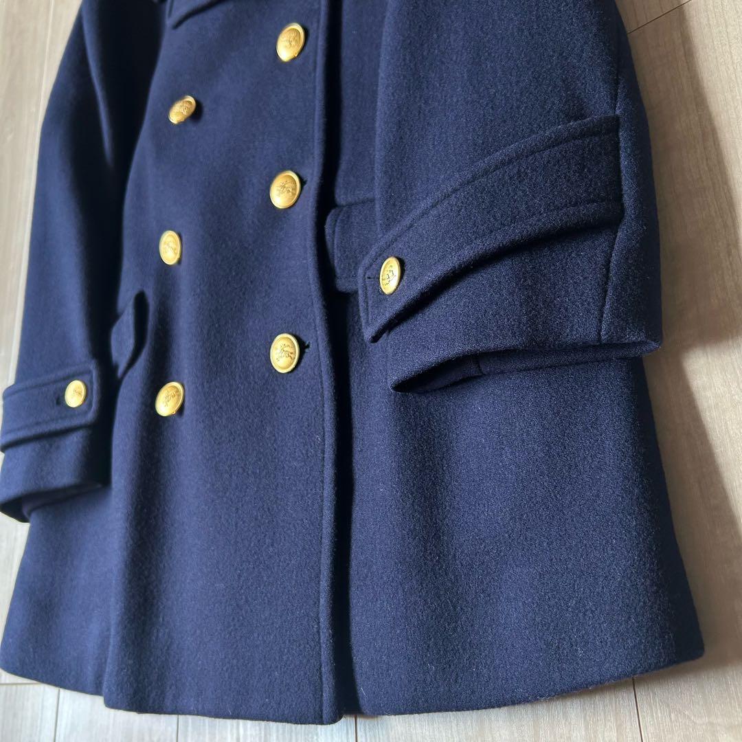 極美品＊バーバリーズ 白タグ 紺 ピーコート M相当 ウールブレンド 金ボタン