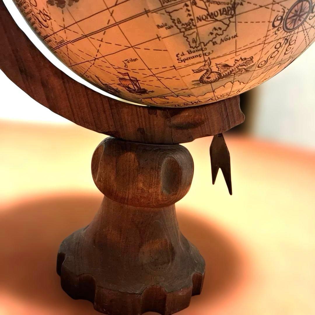 美品　スペイン製　高級インテリア　ビンテージ 地球儀 木製スタンド　回転可
