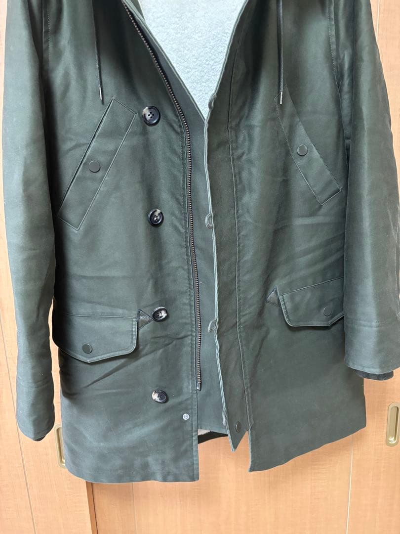 【ユニセックス】A.P.C. フーデッドコート S カーキ ボアライナー付き防寒