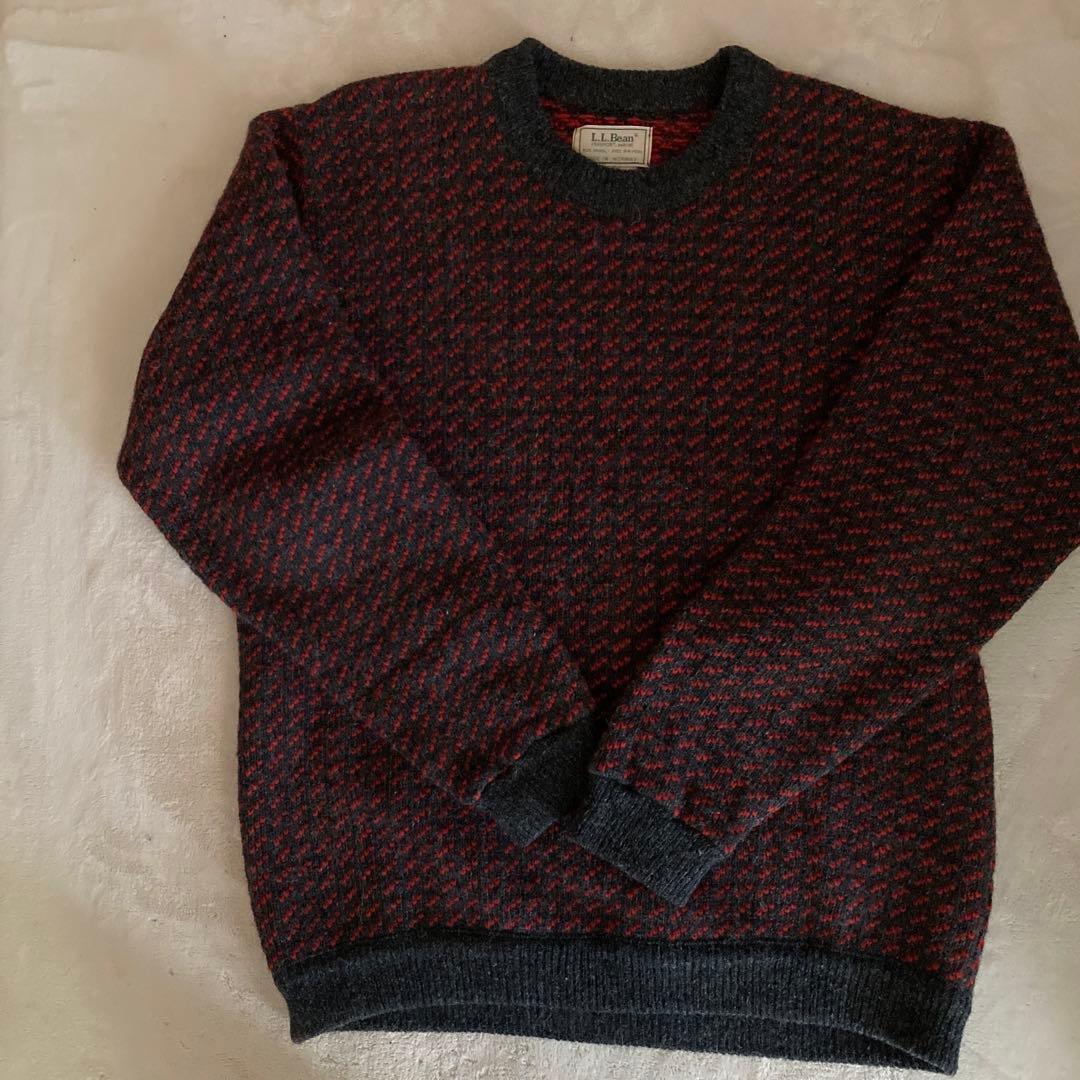 【ノルウェー製 80s】エルエルビーン　バーズアイニット サイズL 希少カラー