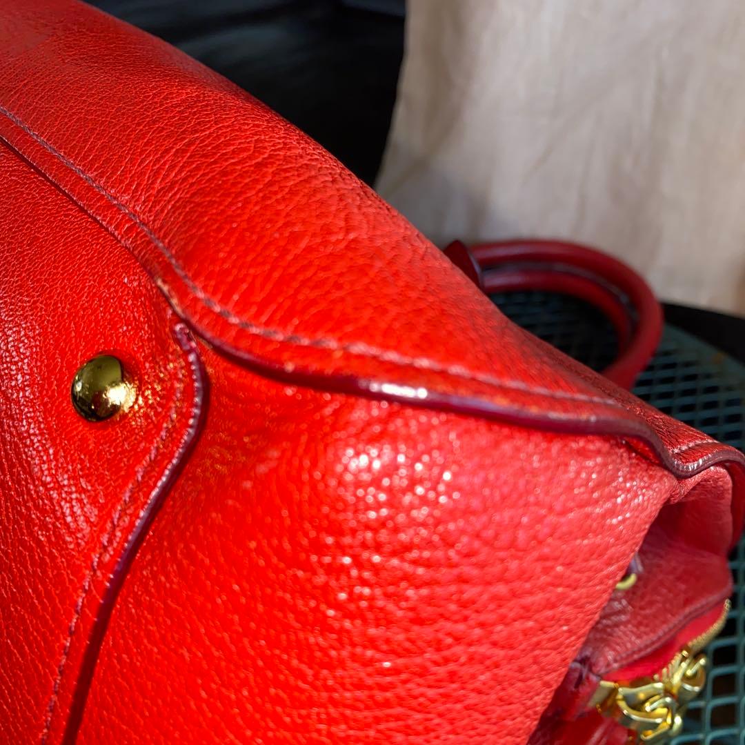 MIU MIU 赤 レザー ハンドバッグ ショルダー2Way