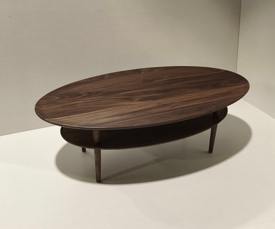 ボルドオーバル１０５ ウォールナットリビングテーブル無垢　レガーレ