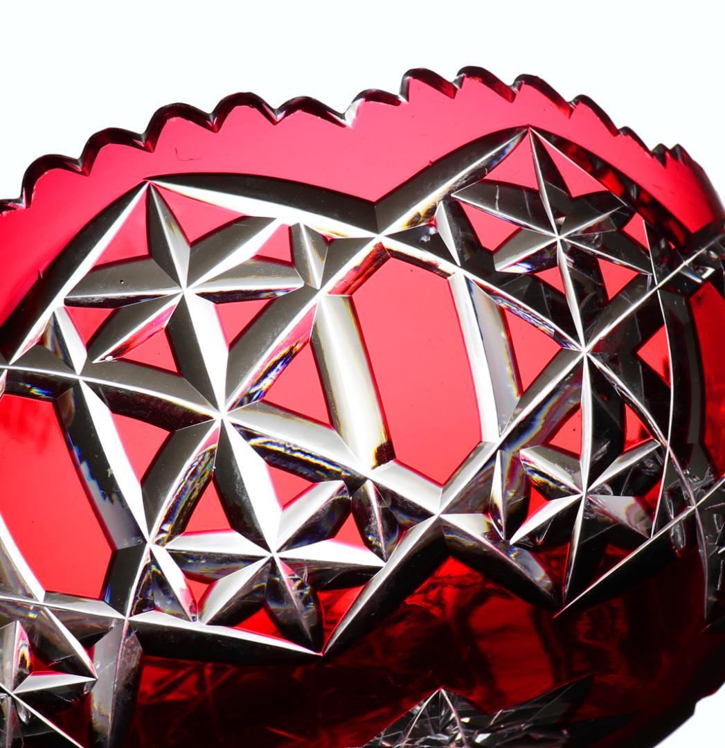 オールド・バカラ 美術館級 赤被せクリスタル カタログ掲載 2.3kg特大切子鉢