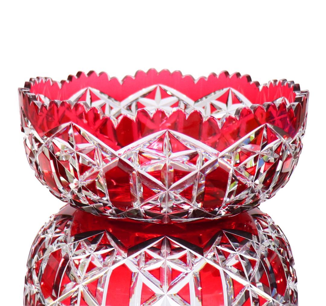 オールド・バカラ 美術館級 赤被せクリスタル カタログ掲載 2.3kg特大切子鉢