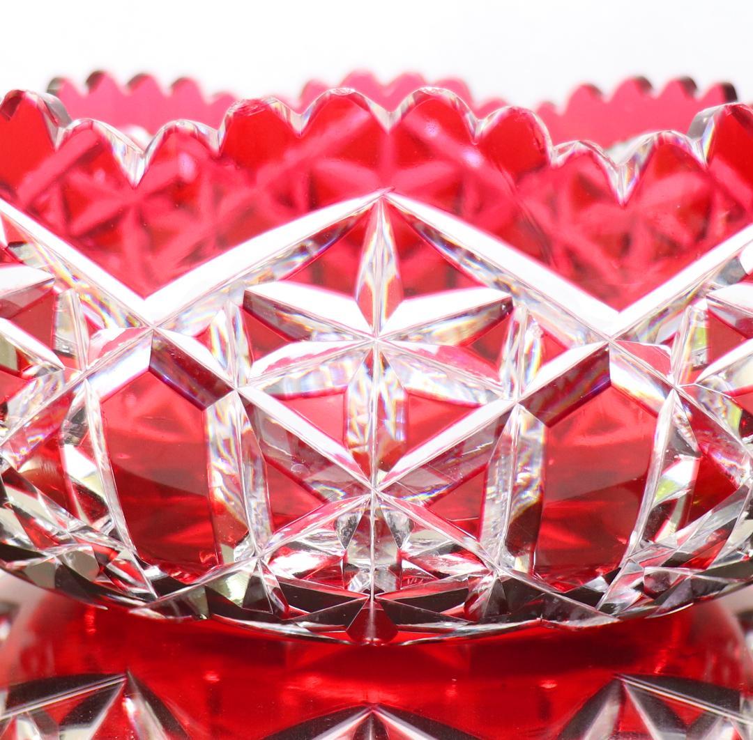 オールド・バカラ 美術館級 赤被せクリスタル カタログ掲載 2.3kg特大切子鉢