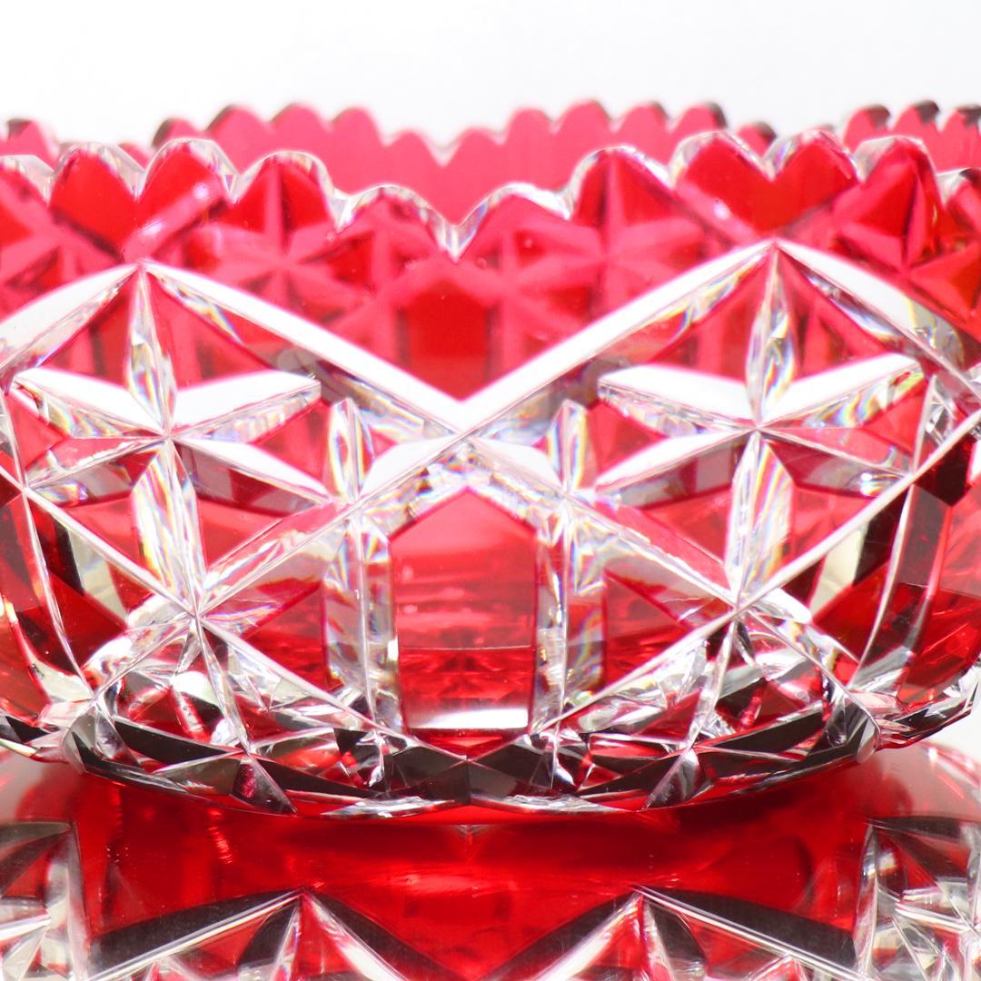 オールド・バカラ 美術館級 赤被せクリスタル カタログ掲載 2.3kg特大切子鉢