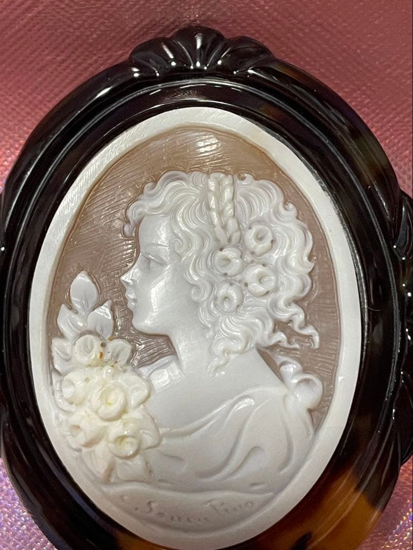 カメオ ベッコウ カメオ 希少 ヴィンテージ サイン入り