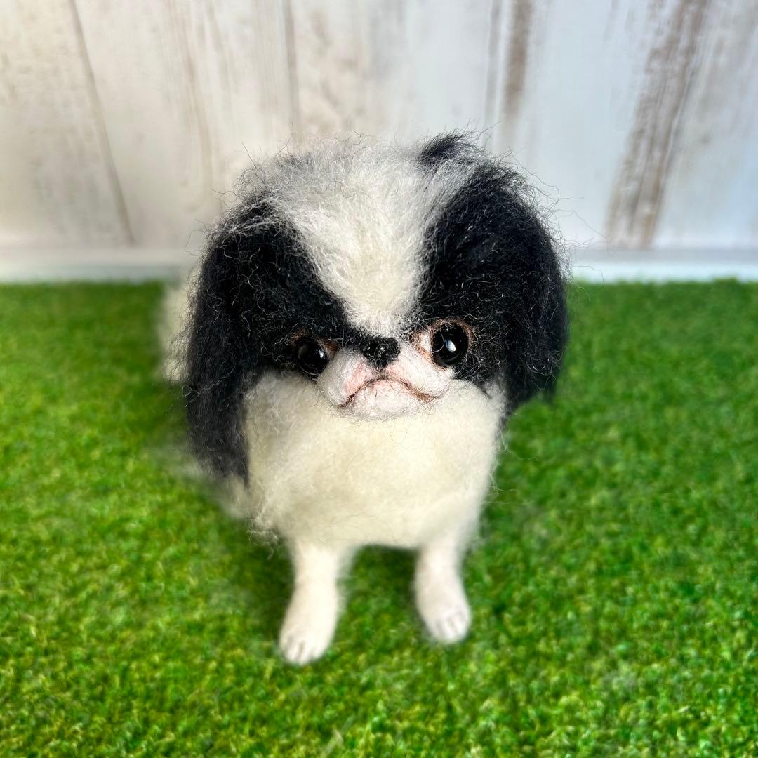 即購入可能。羊毛フェルト【狆】犬　※他にオーダー受付中です。
