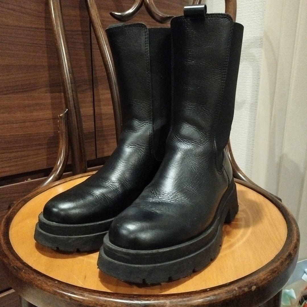 【ENESS/ エネス】チェルシーミドルサイドゴア （ブラック）レザー　37