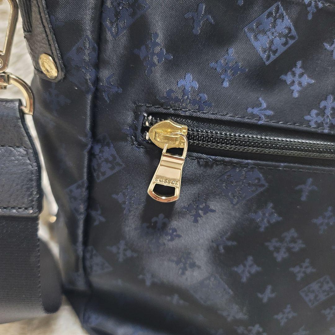 美品✨russet ラシット モノグラム ナイロン ショルダーバッグ ネイビー