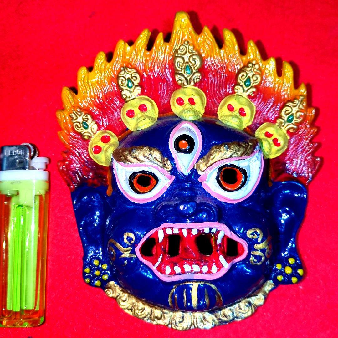 マハーカーラ・大黒天の金属製仮面と紫水晶のニ点セット！