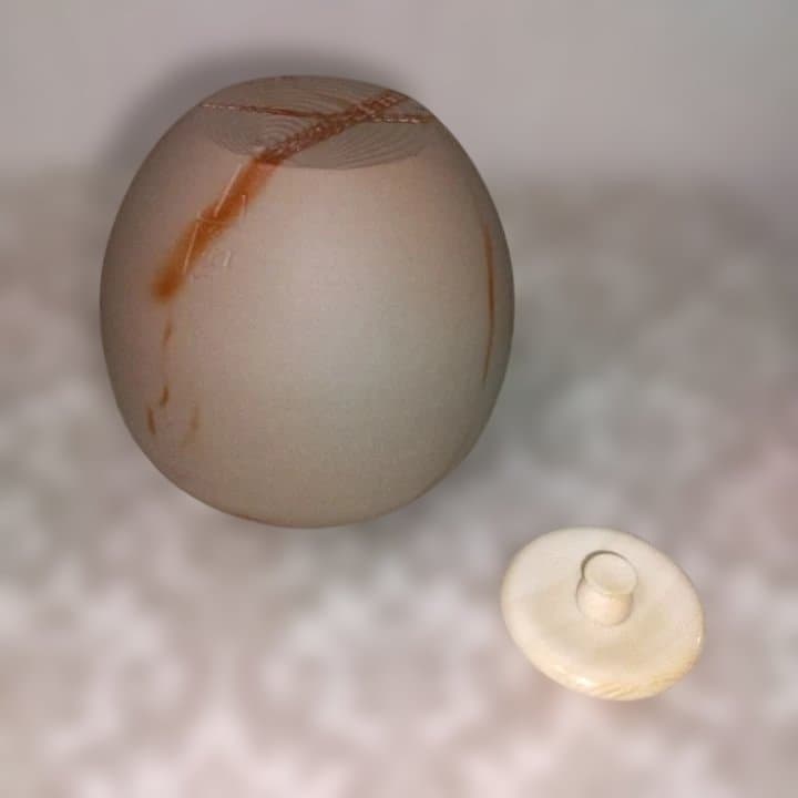 茶道具 備前焼 木村陶峰造 火襷 茶入 共箱・仕覆付　西陣織