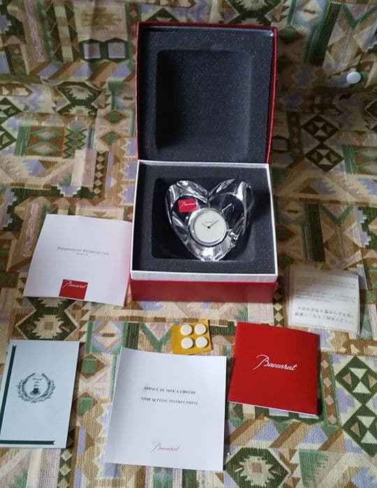 訳あり新品 Baccarat バカラ ハート 置時計 送料無料