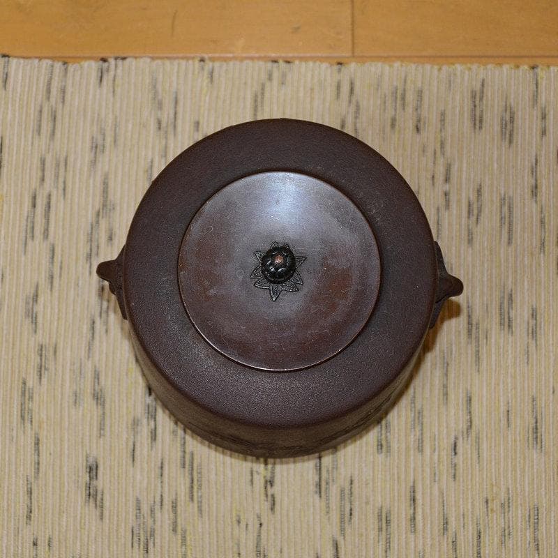 茶道具　雀鐶付竹紋釜　風炉釜　釣釜　大釻付　菊池正直　古物　送料込み