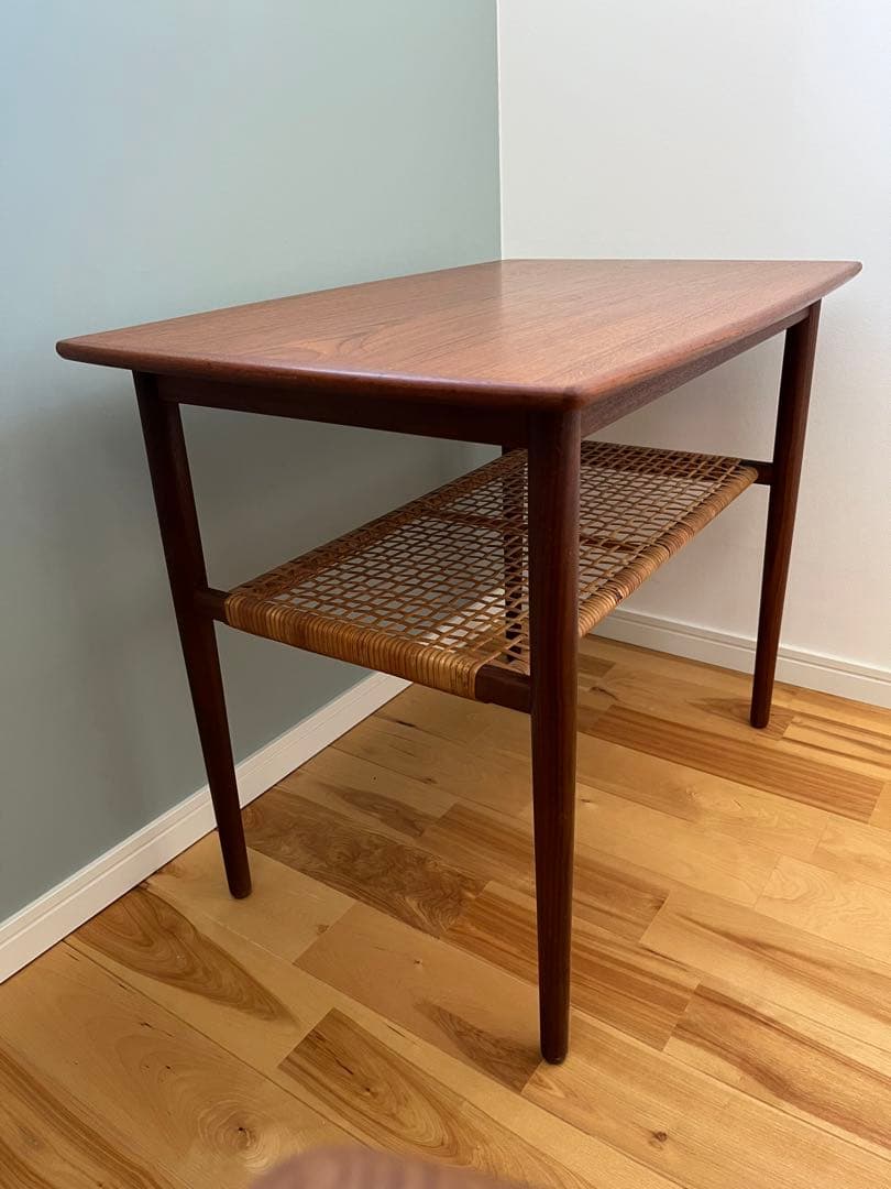 北欧ヴィンテージ　コーヒーテーブル　チーク　ラタン