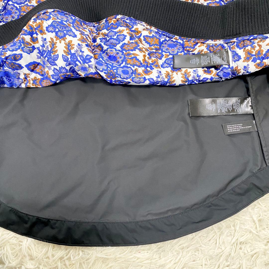 美品　コーチ　コート　中綿　ライナー　花柄　ウール　レザー　ブラック　35015