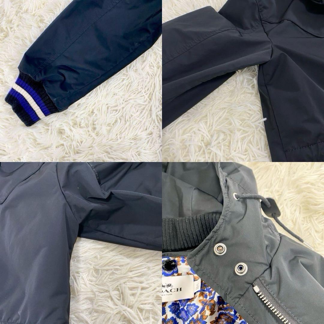 美品　コーチ　コート　中綿　ライナー　花柄　ウール　レザー　ブラック　35015