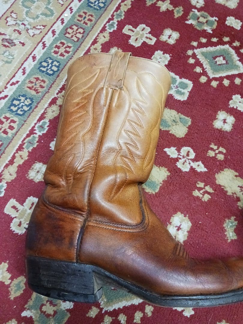 ビンテージ　ブラウンレザーウエスタンブーツ　used 9, 26,5cm