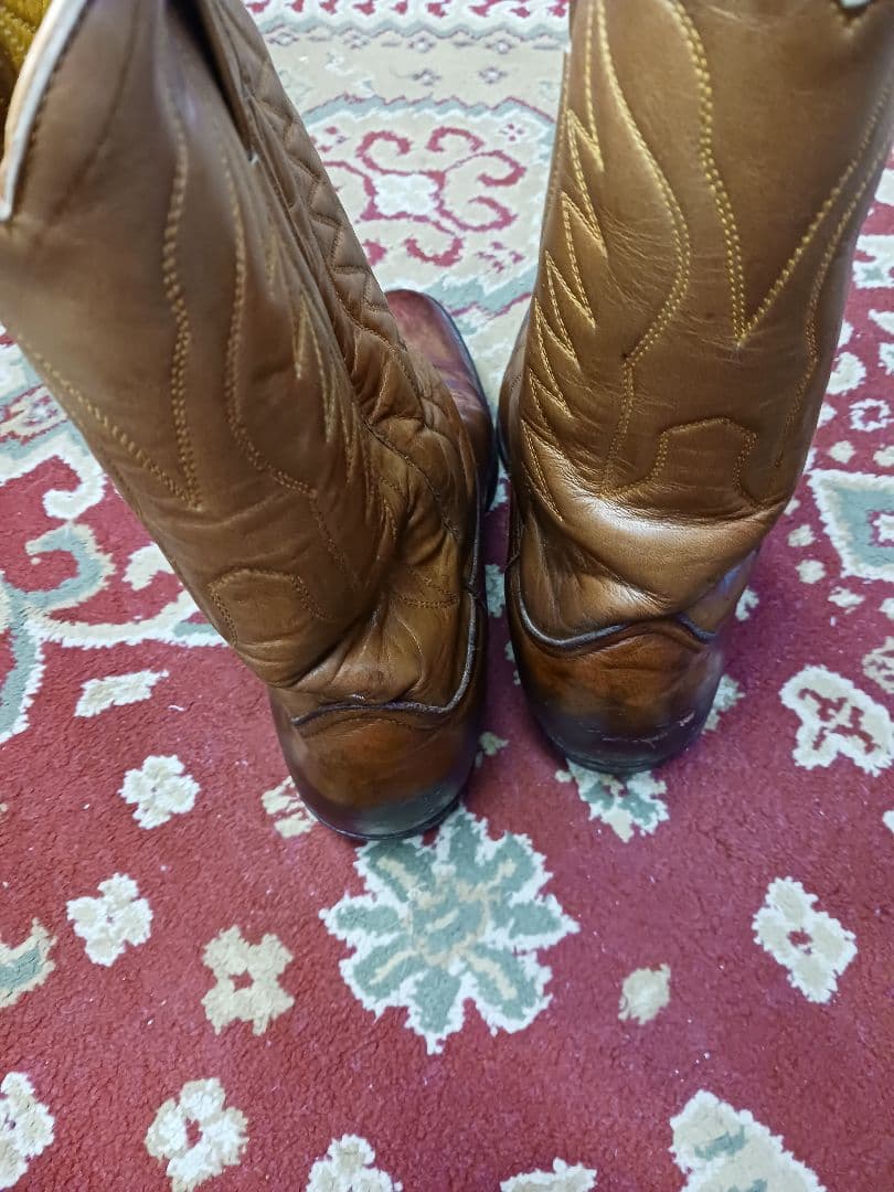 ビンテージ　ブラウンレザーウエスタンブーツ　used 9, 26,5cm