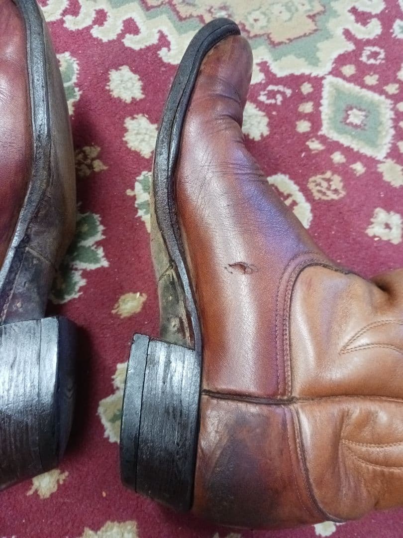 ビンテージ　ブラウンレザーウエスタンブーツ　used 9, 26,5cm