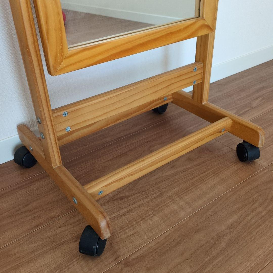 木製スタンドミラー キャスター付き