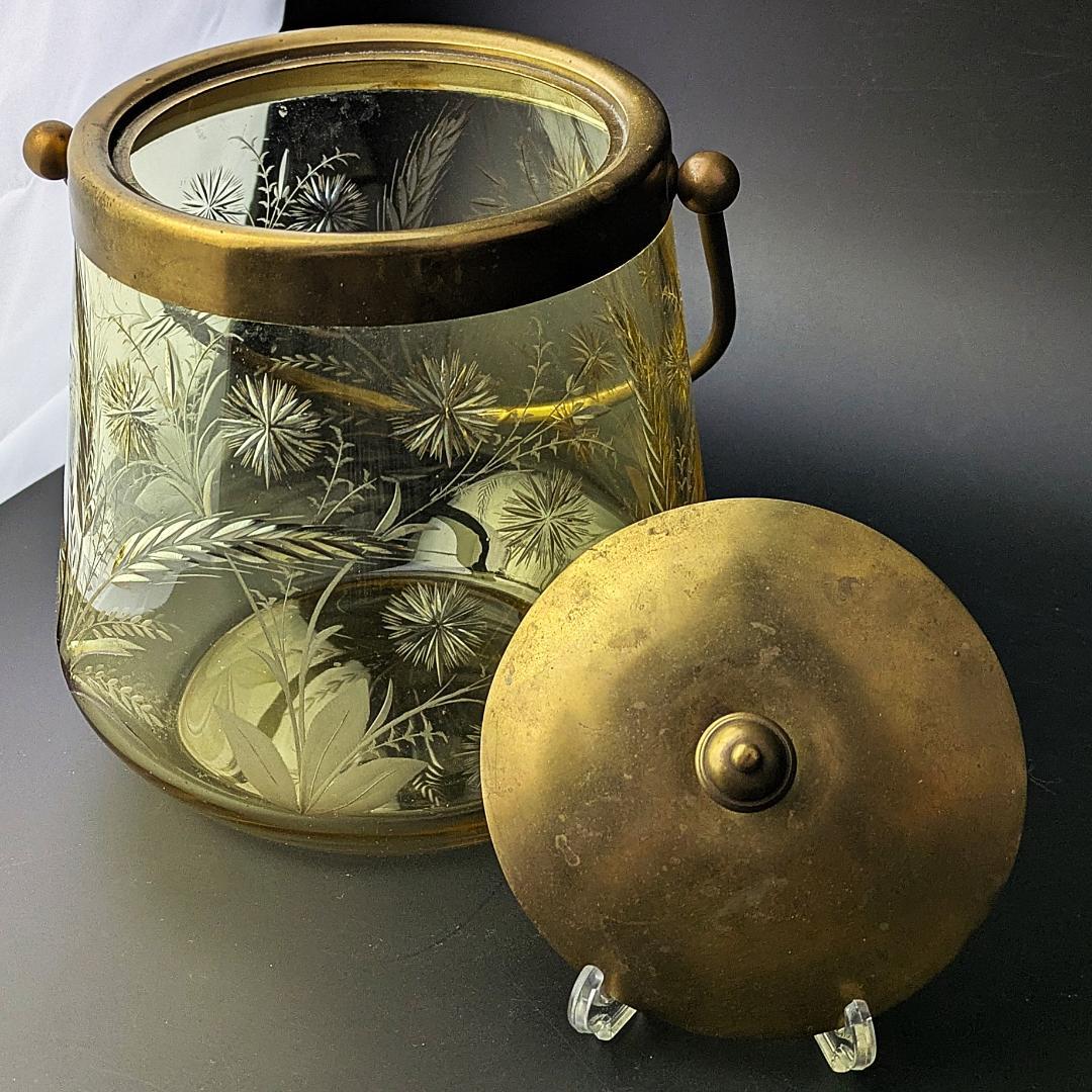 試される審美眼★オールド サン・ルイ 1930年頃 珍しいアンバーガラスバケット