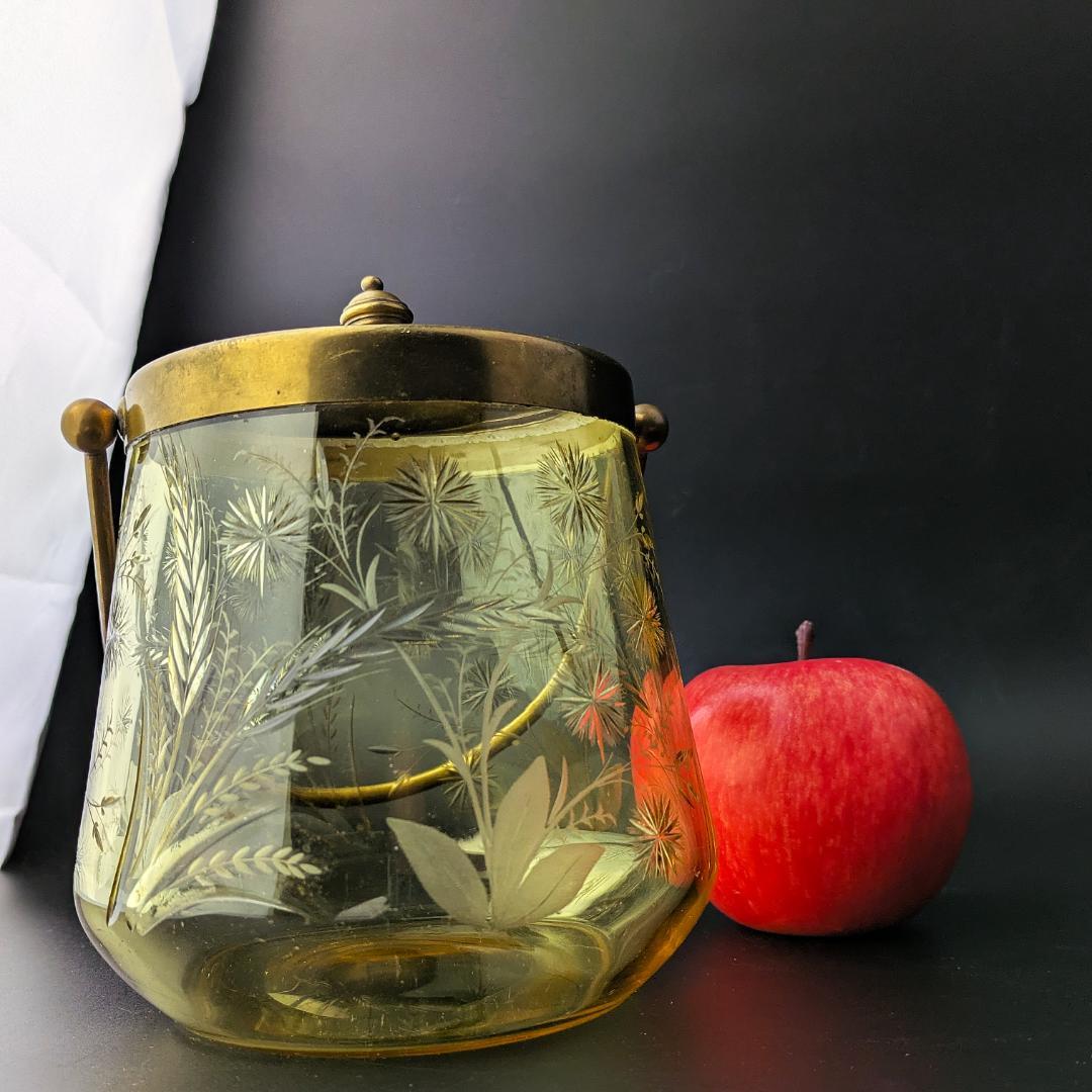 試される審美眼★オールド サン・ルイ 1930年頃 珍しいアンバーガラスバケット