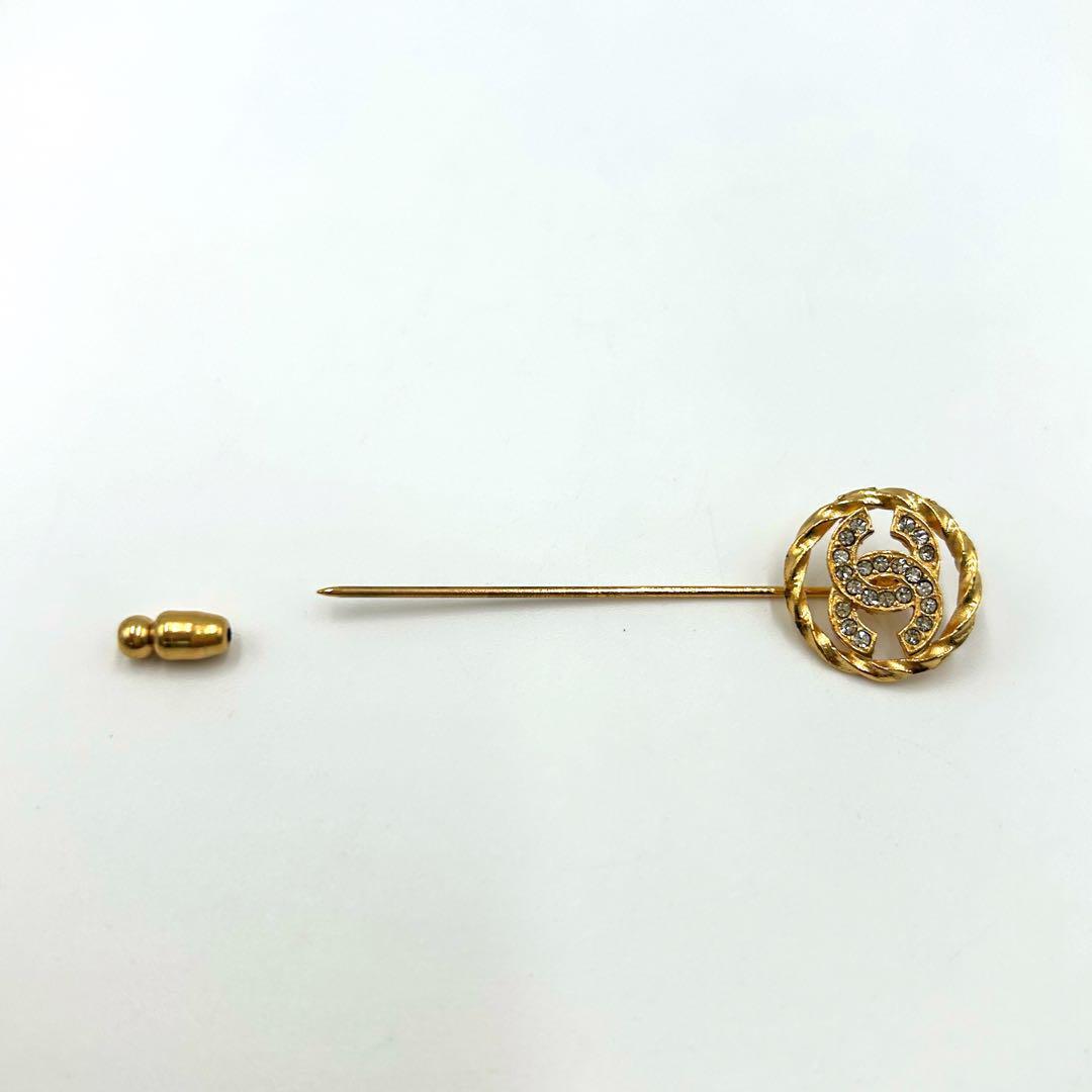 【美品】CHANEL シャネル　ココマーク　ピンブローチ　ラインストーン