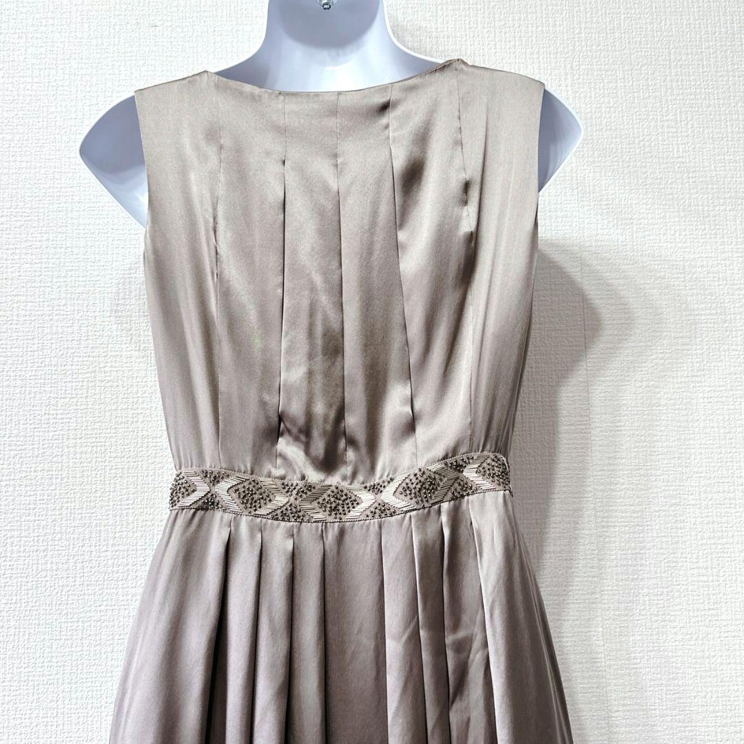 ANAYI シルク100 グレージュ ワンピース ビジュー 新品タグ付