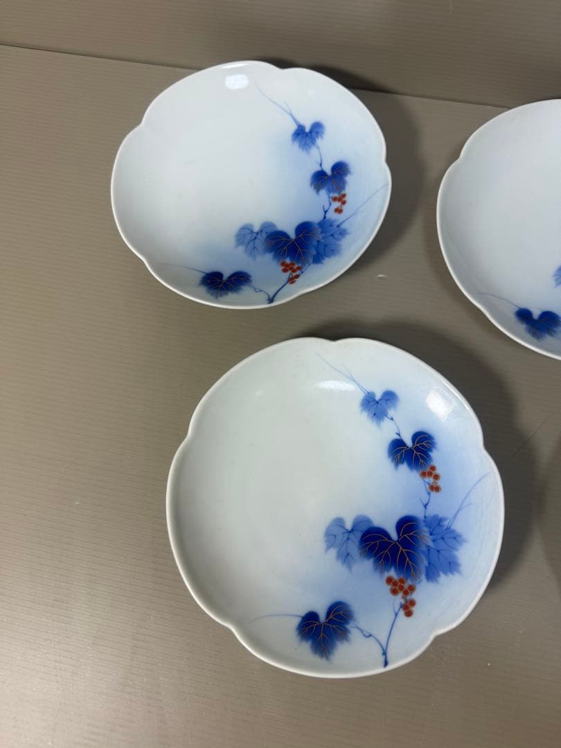 2206  有田焼 芳祥堂特製　葡萄瑠璃　皿　5客