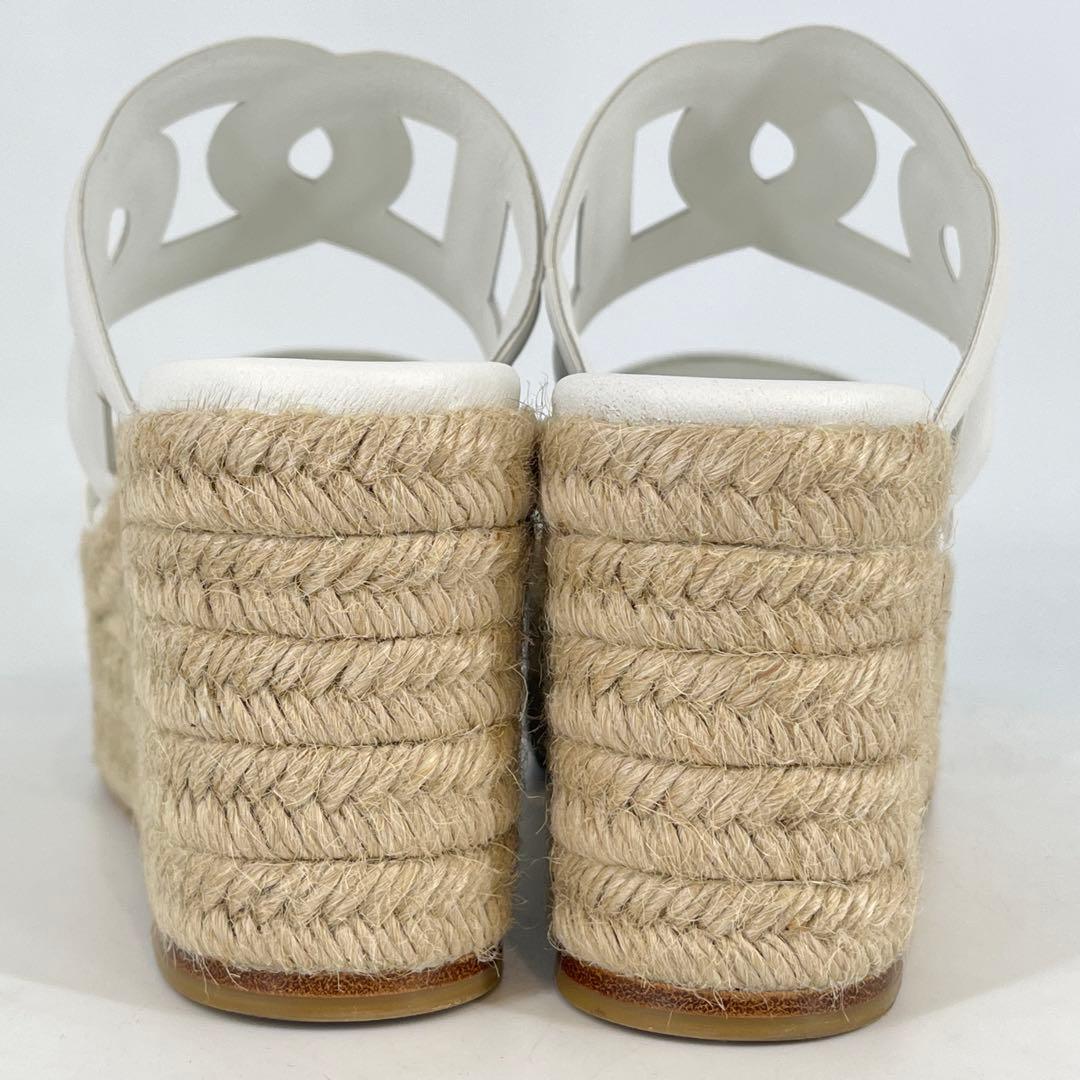 美品 HERMES イテア30 サンダル エスパドリーユ 23cm ホワイト