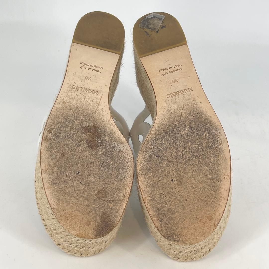 美品 HERMES イテア30 サンダル エスパドリーユ 23cm ホワイト