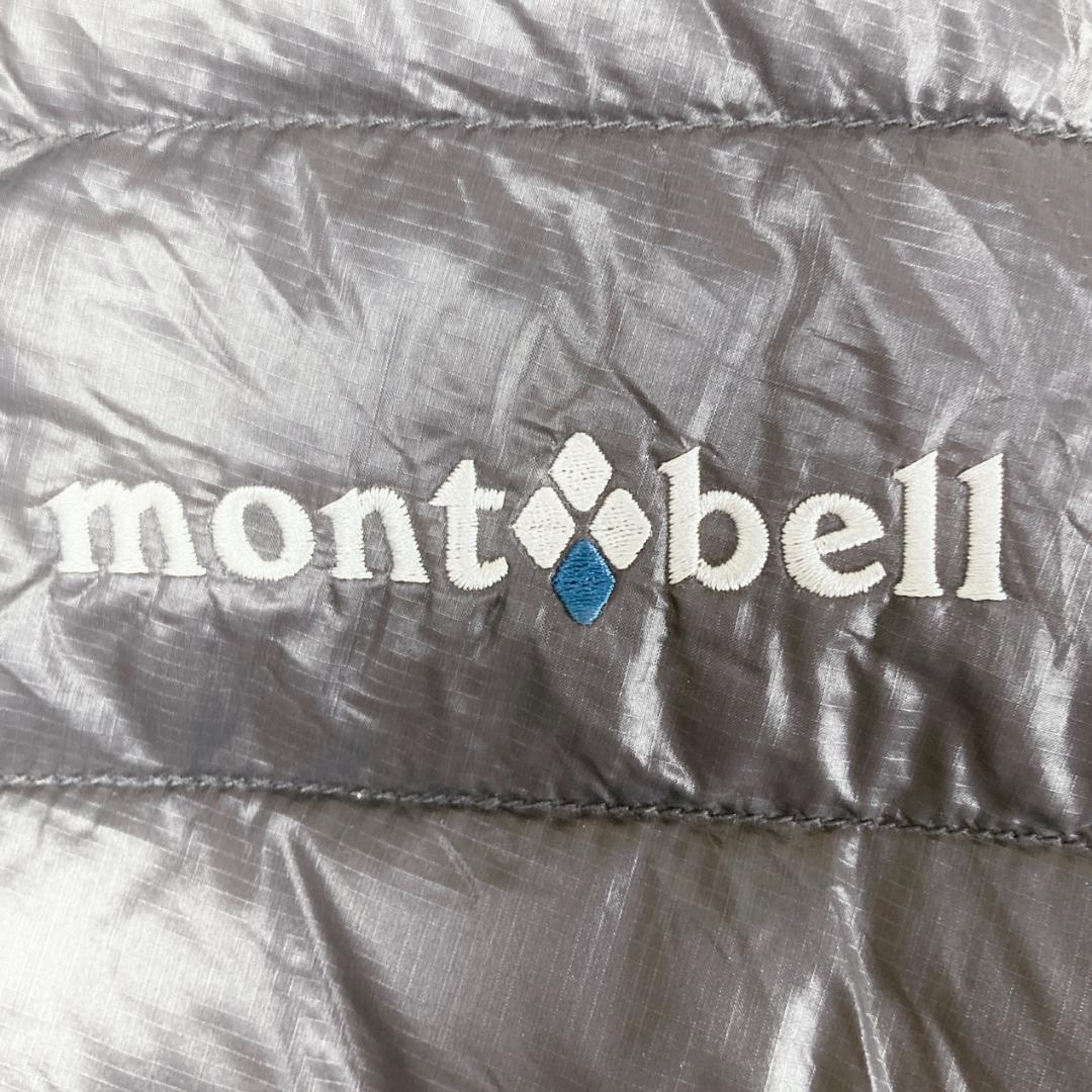 モンベル　ライトダウンジャケット　ロゴ刺繍　EX800　灰　黒　L100　69
