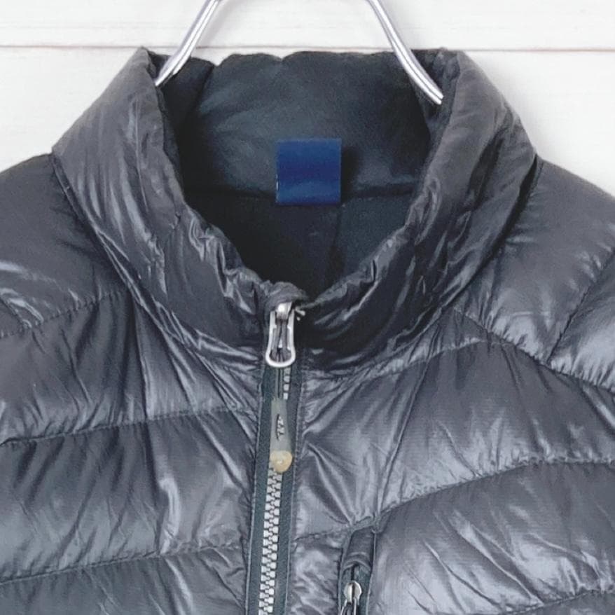 モンベル　ライトダウンジャケット　ロゴ刺繍　EX800　灰　黒　L100　69