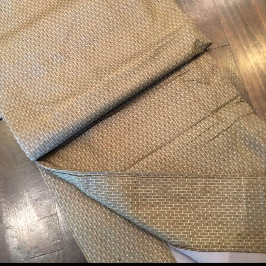 路考茶色 格子 着物★絹 古民家 骨董 粋 レトロ アンティーク 風雅 風流