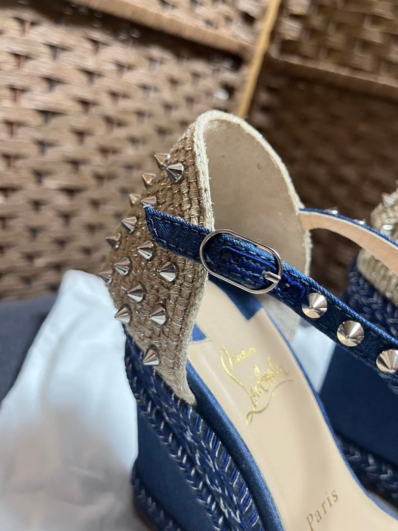 【再】Christian Louboutinデニムサンダル38
