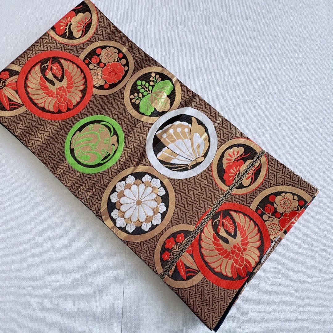 フルセット　七五三７歳女の子　赤地花御所車　黒地袋帯　蝶鶴菊　簡単半衿　7106