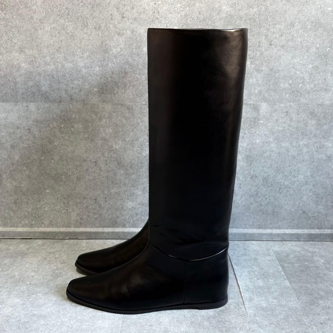 【超美品】ルタロン ワイドシャフト ロングブーツ 24cm ブラック レディース