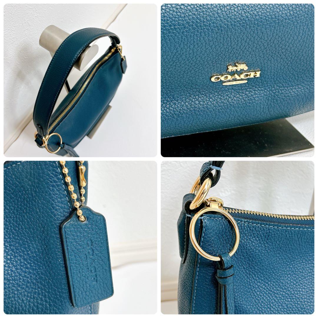 極美品 コーチ サットン クロスボディ ショルダーバッグ 2way レザー 青