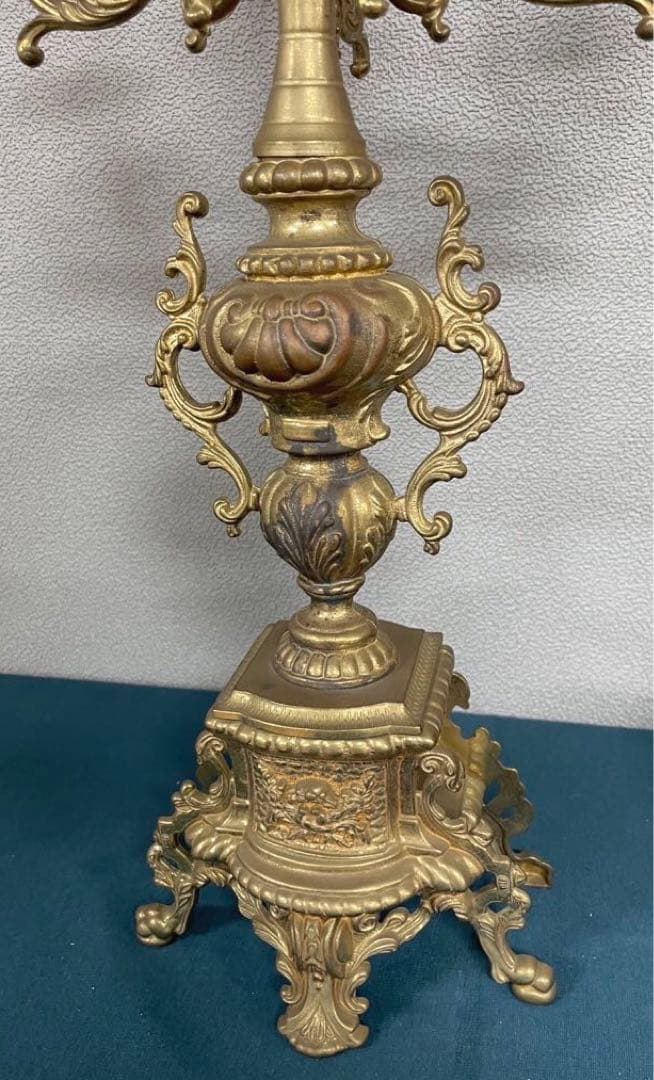 アンティーク 西ドイツ製　置時計 ＆ 燭台 ３点セット