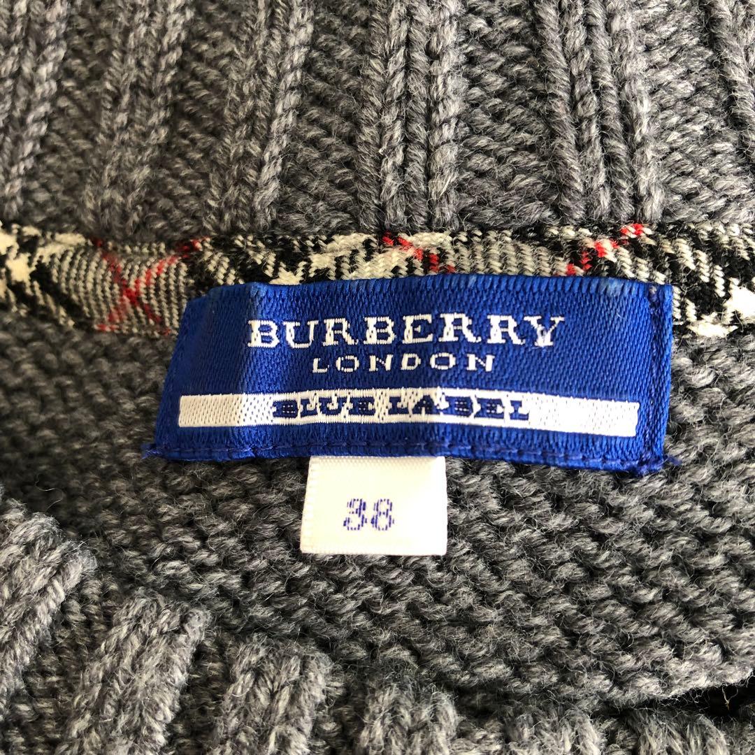 BURBERRY BLUE LABEL 半袖 ケーブル ニットワンピース 38