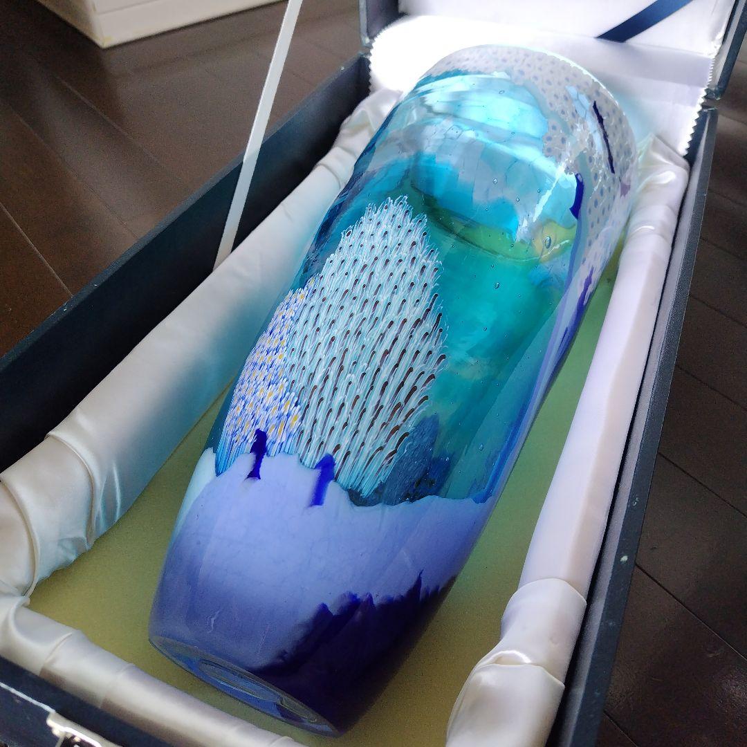 【海外骨董品】アンティークベネチアングラス murano フラワーベース ブルー